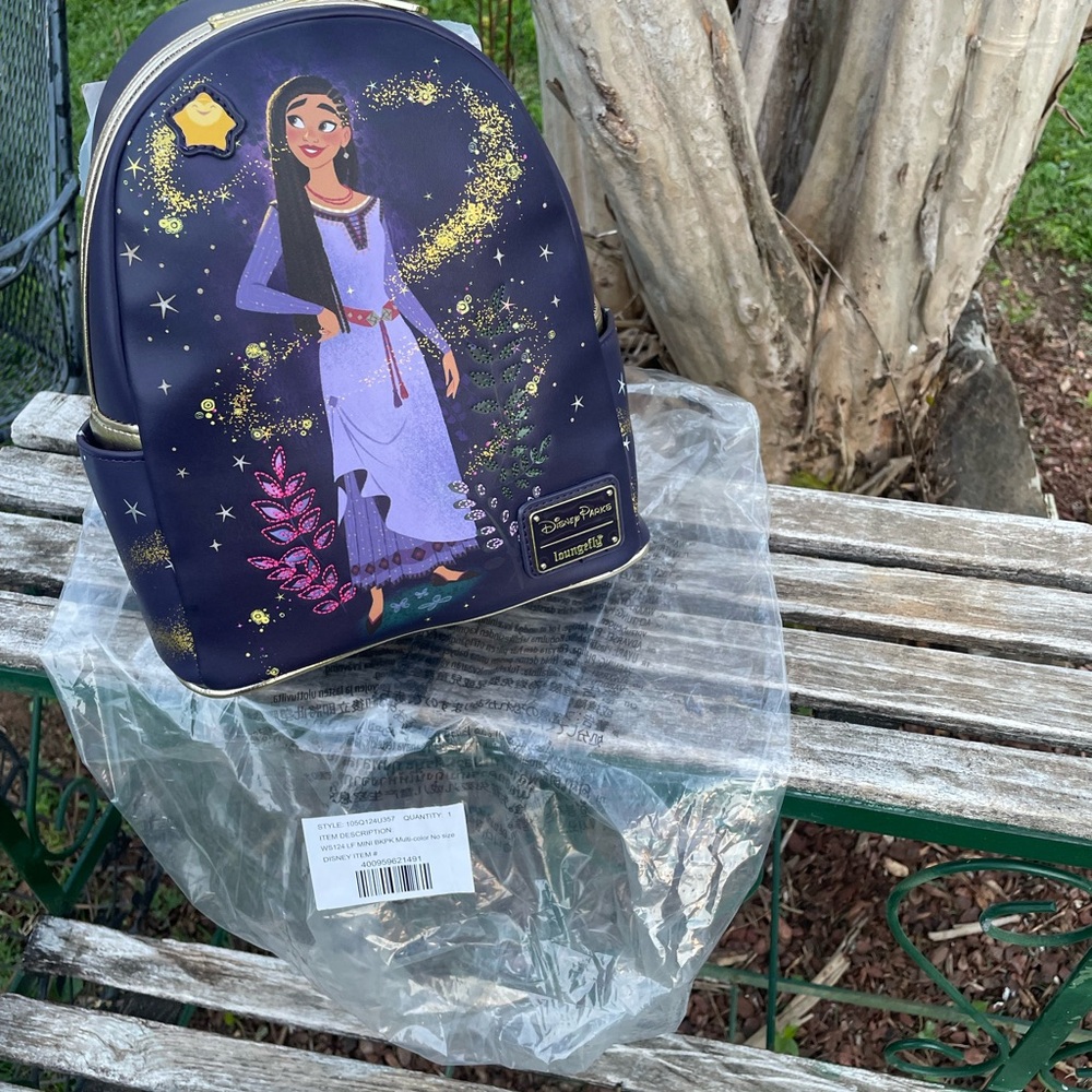Loungefly Asha Wish Blue and Purple Backpack - Picture 2 of 8